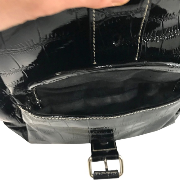 Women's Cabrelli Shiny Black Handbag Dressy Cocktail Purse - Picture 5 of 14